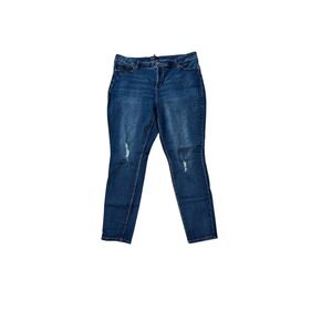 Royalty for Me High Rise Skinny Jeans Dark Wash Distressed Size 16W‎